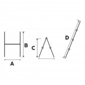 Schela cu scara dubla aluminiu h 1.4 m, L 1.6 m